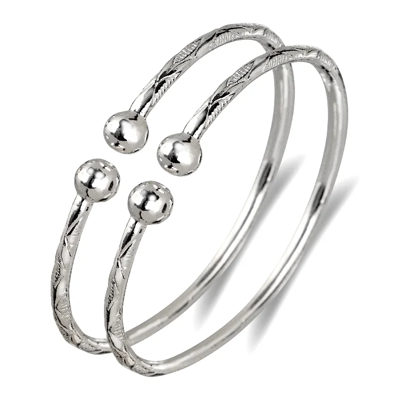 Luxury Gemstone Bangles-Better Jewelry Elegant Ball .925 Sterling Silver West Indian Bangles, 1 pair