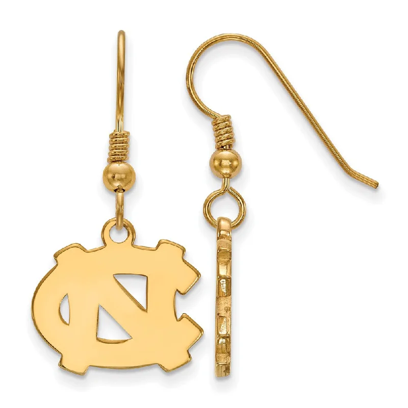 Big Earrings for Women-14k Gold Plated Silver U of North Carolina SM Dangle Earrings