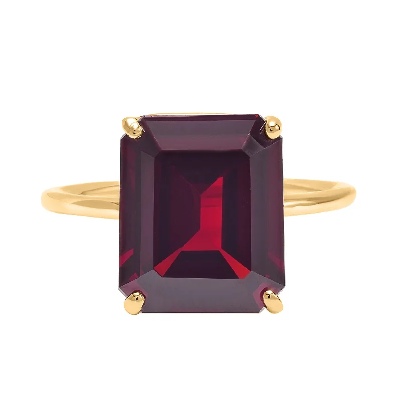 Designer Diamond Wedding Rings-Garnet Emerald Cut Ring