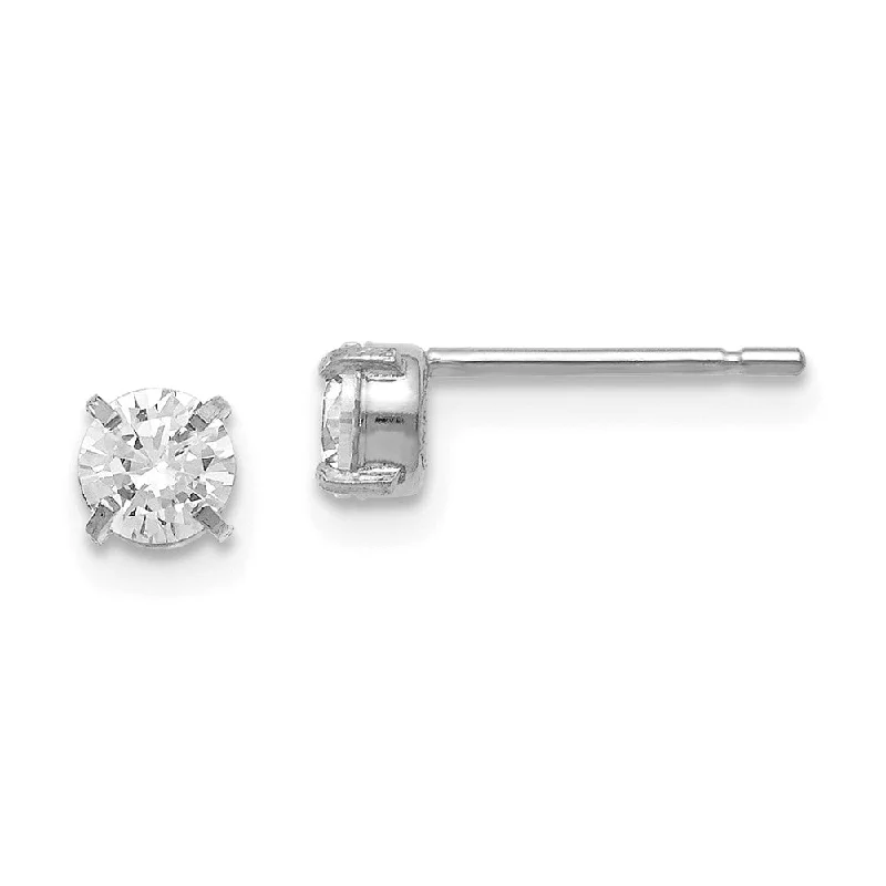 Colored Gemstone Earrings-4mm Cubic Zirconia Stud Earrings in 14k White Gold