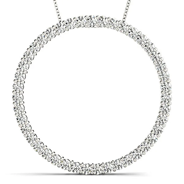 Designer Pendant Necklaces-1.29 ctw Diamond Circle Necklace Pendant Shared Prong Set