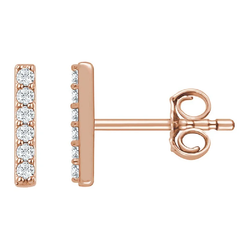 Fashionable Ear Cuffs-1.5 x 8.6mm 14k Rose Gold 1/10 CTW (H-I, I1) Diamond Bar Earrings