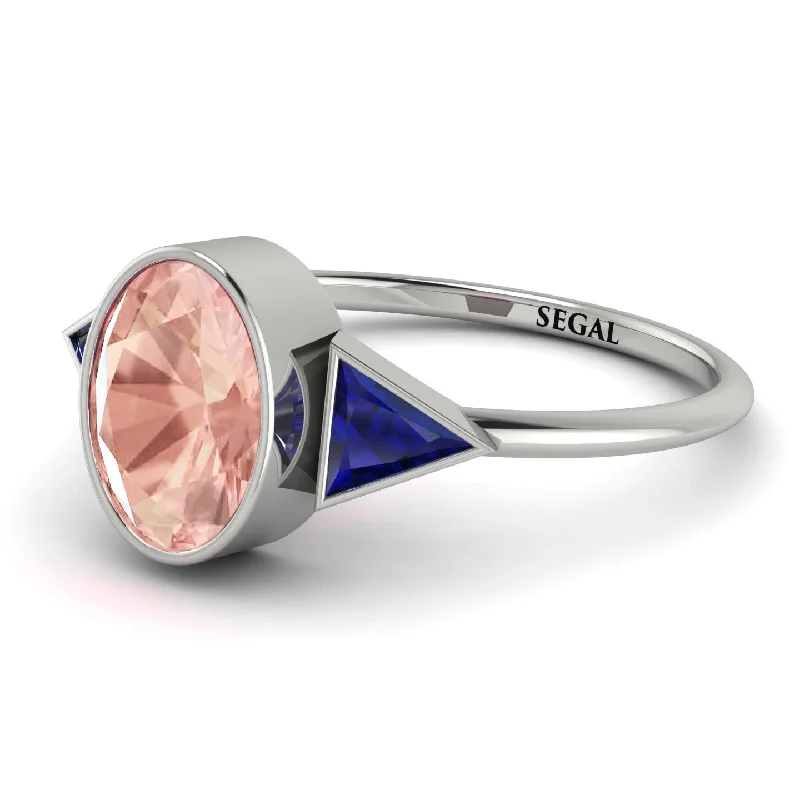 Dainty Gemstone Rings-Geometrical Bezel Morganite Ring - Trinity No. 915