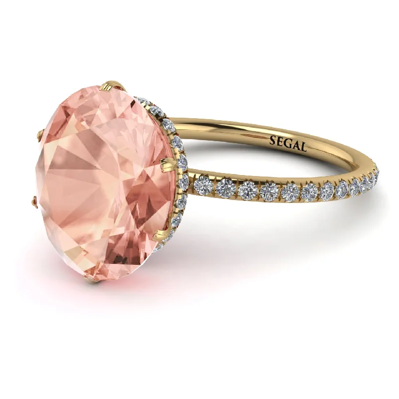 Men’s Statement Rings-Hidden Halo Oval Morganite Engagement Ring - Gemma No. 901