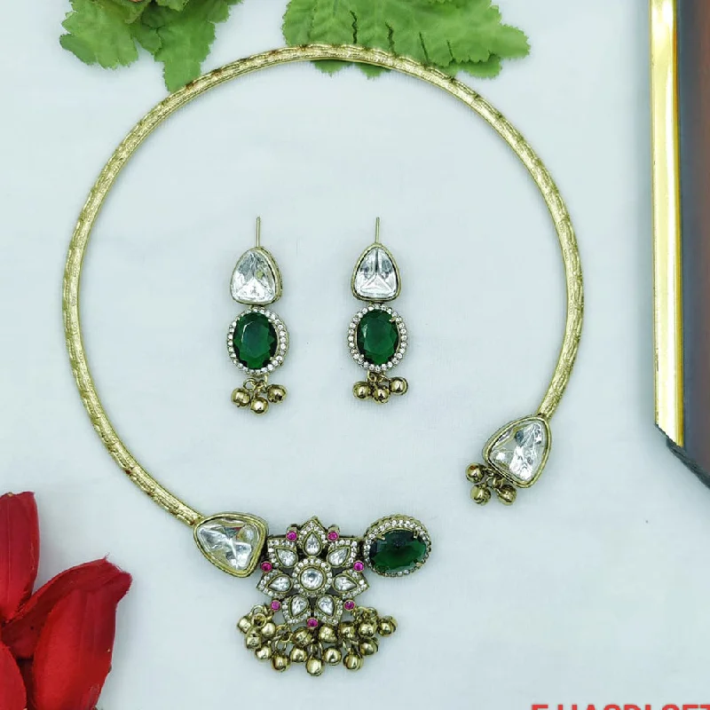 Beautiful Diamond Necklaces-Fancyla Gold Plated Austrian Stone Necklace Set