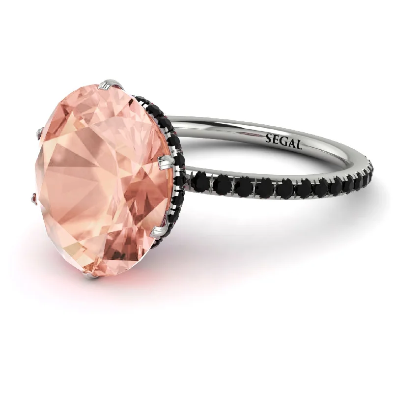 Colorful Wedding Rings-Hidden Halo Oval Morganite Engagement Ring - Gemma No. 909