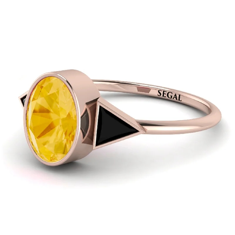 Dainty Gold Rings-Geometrical Bezel Citrine Ring - Trinity No. 608