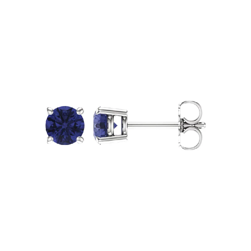 Unique Wedding Earrings-5mm Round Tanzanite Stud Earrings in 14k White Gold