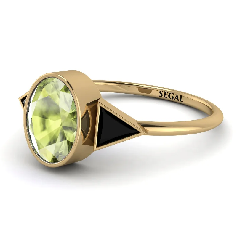 Statement Gemstone Rings-Geometrical Bezel Peridot Ring - Trinity No. 707