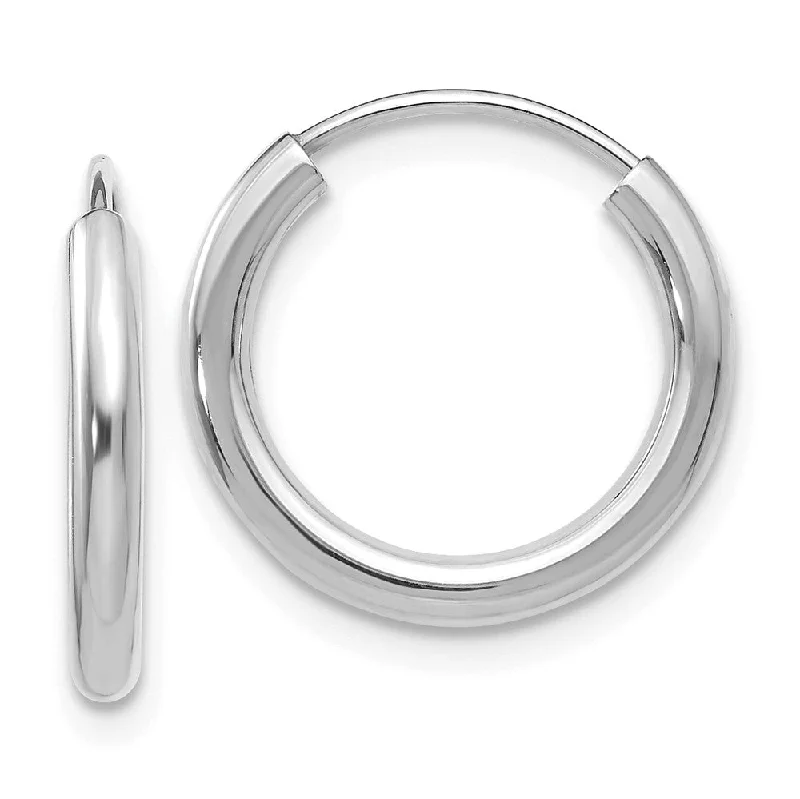 Everyday Earrings-2mm x 16mm 14k White Gold Polished Round Endless Hoop Earrings