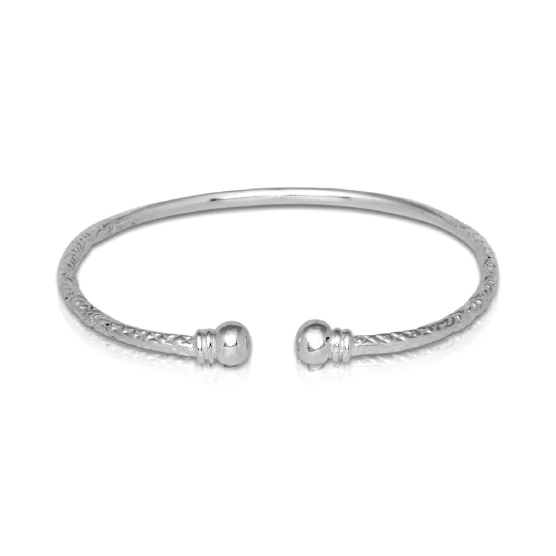 Fashionable Gemstone Wedding Bangles-Better Jewelry Double Halo .925 Sterling Silver West Indian Bangle, 1 piece