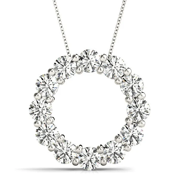 Stylish Statement Necklaces-3.0 ctw Diamond Circle Necklace Pendant Shared Prong Set