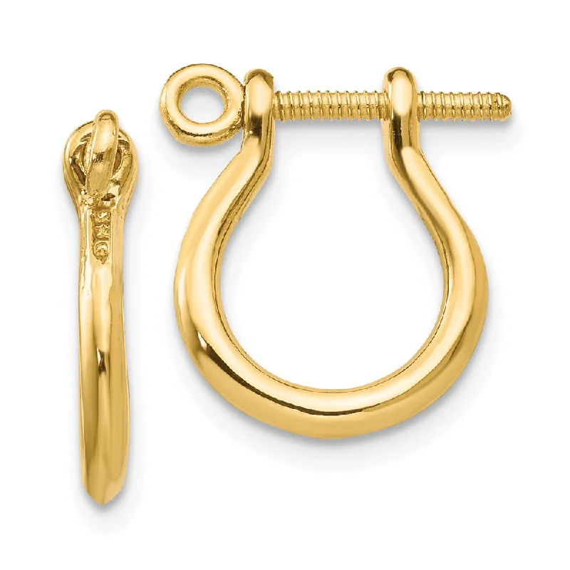 Gold Plated Earrings-Small Shackle Link Screw Post Hoop Earrings in 14k Yellow Gold