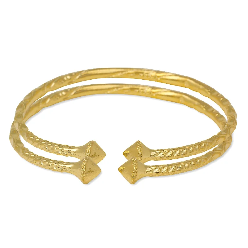 Dainty Bangle Bracelets-Better Jewelry Twisted Cone Bangles 14K Gold Plated .925 Sterling Silver Bangles, 1 pair