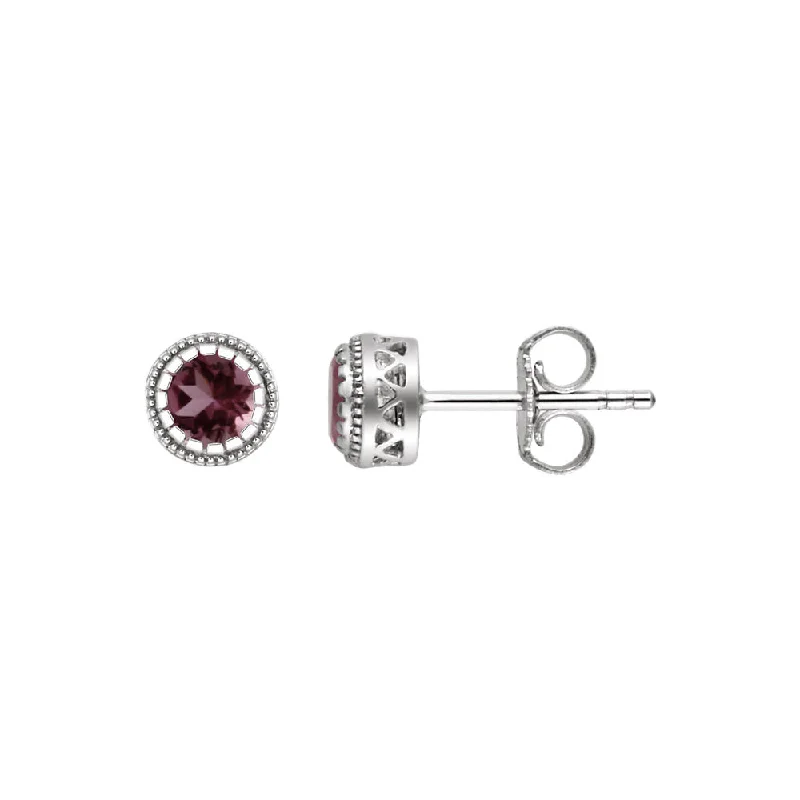 Modern Dangle Earrings-Pink Tourmaline October Birthstone 8mm 14k White Gold Stud Earrings