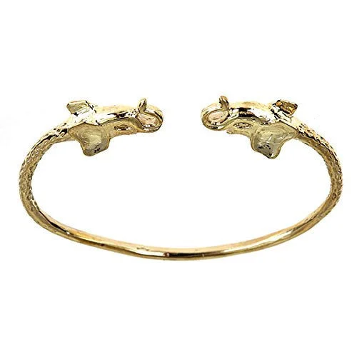 Bridal Jewelry Bangles-Better Jewelry 10K Yellow Gold West Indian BABY Bangle w. Elephant Ends