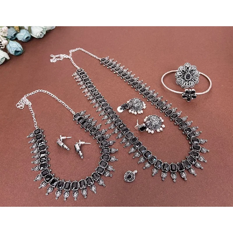 Heart-Shaped Diamond Necklaces-Akruti Collection Silver Plated Crystal Combo Set