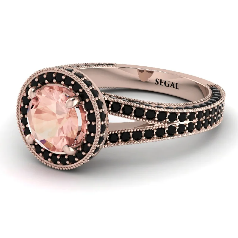 Men’s Engagement Rings-Milgrain Round Morganite Engagement Ring - Payton No. 908