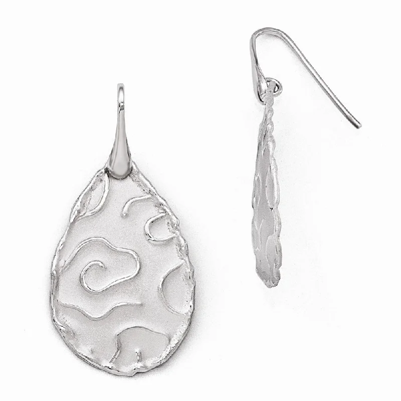 Colorful Earrings for Women-Satin Abstract Teardrop Dangle Earrings in Sterling Silver