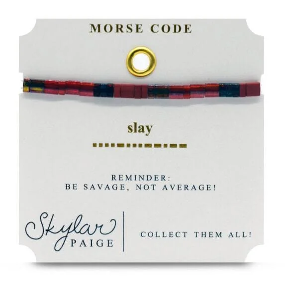 Trendy Name Bracelets-Slay - Morse Code Tila Beaded Bracelet