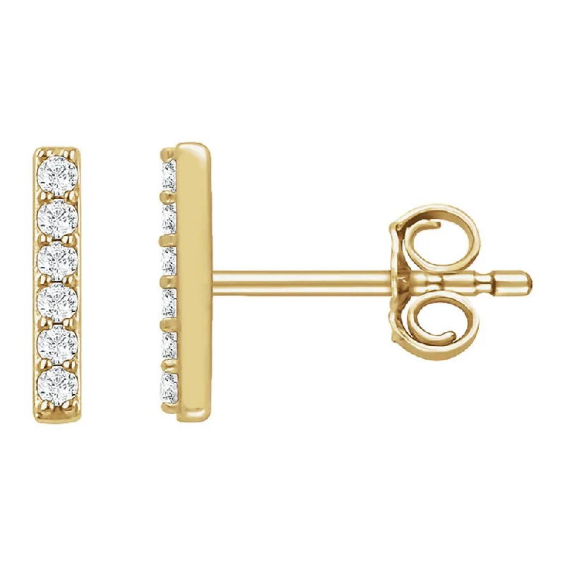 Fine Gold Earrings-1.5 x 8.6mm 14k Yellow Gold 1/10 CTW (H-I, I1) Diamond Bar Earrings