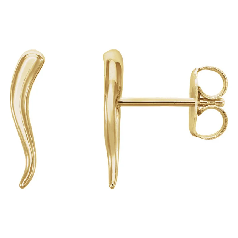 Vintage Style Earrings-2.8mm x 12mm (7/16 Inch) 14k Yellow Gold Small Italian Horn Earrings