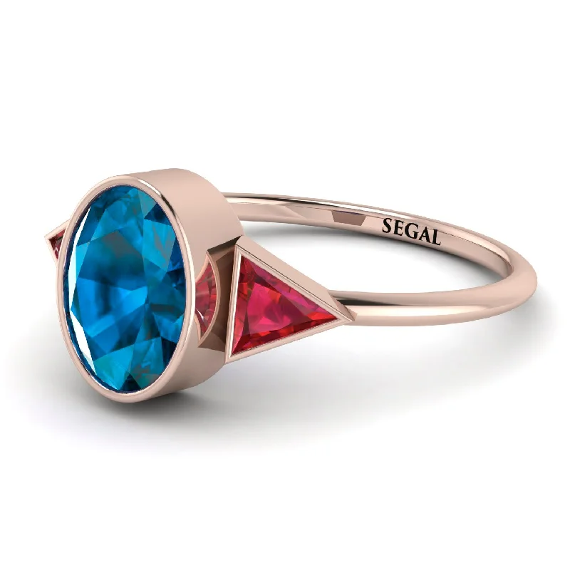 Unique Wedding Rings-Geometrical Bezel Blue Topaz Ring - Trinity No. 511