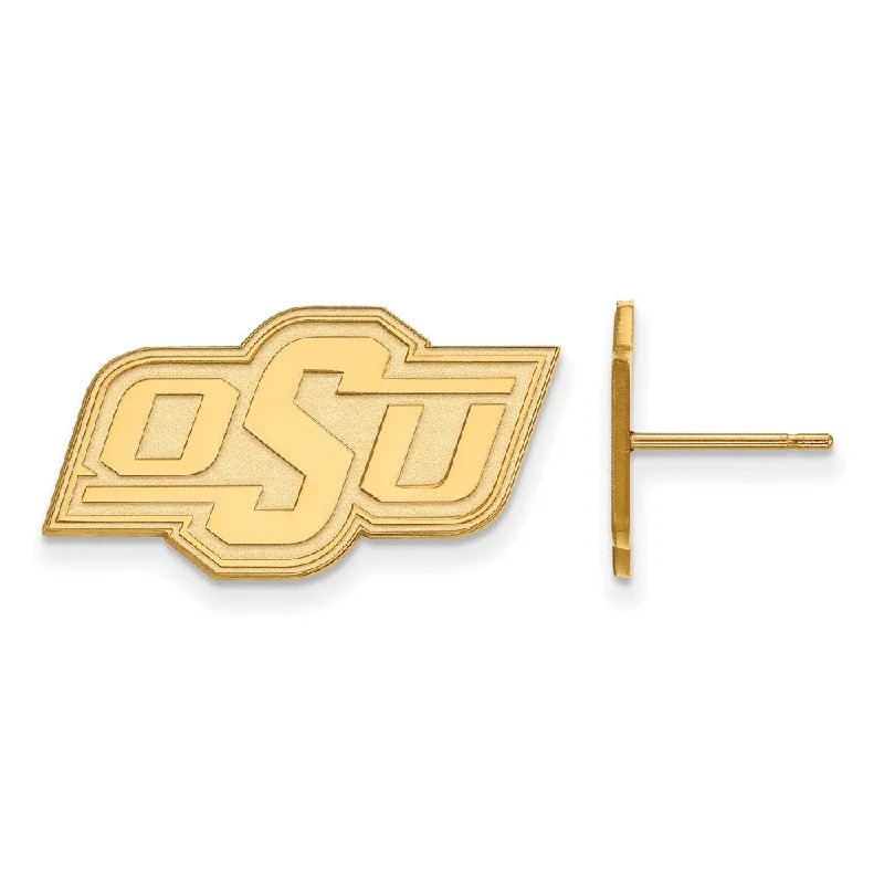 Minimalist Earrings for Women-14k Gold Plated Silver Oklahoma State University Post Earrings