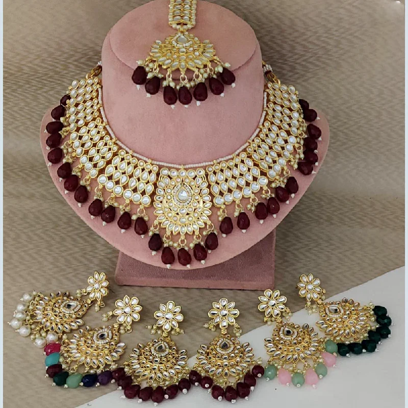 Designer Silver Pendant Necklaces-Rani Sati Jewels Gold Plated Kundan Choker Necklace Set