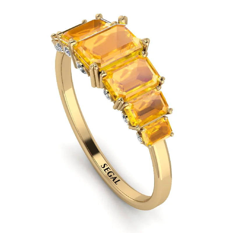 Modern Gold Rings-Emerald Cut Yellow Diamond Ring With Hidden Diamonds - Brynlee No. 1001