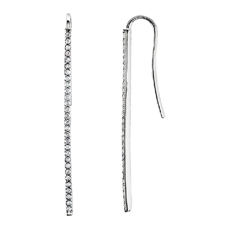 Pearl Drop Earrings-36mm 14k White Gold 1/4 CTW (H-I, I1) Diamond Vertical Bar Earrings