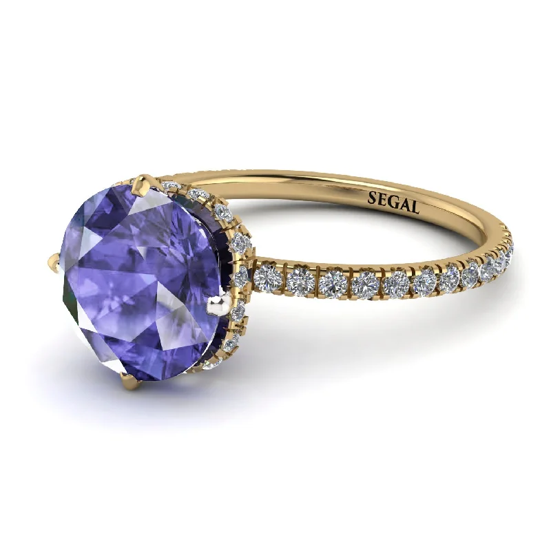 Designer Diamond Rings-Double Hidden Halo Tanzanite Engagement Ring - Angelina No. 201