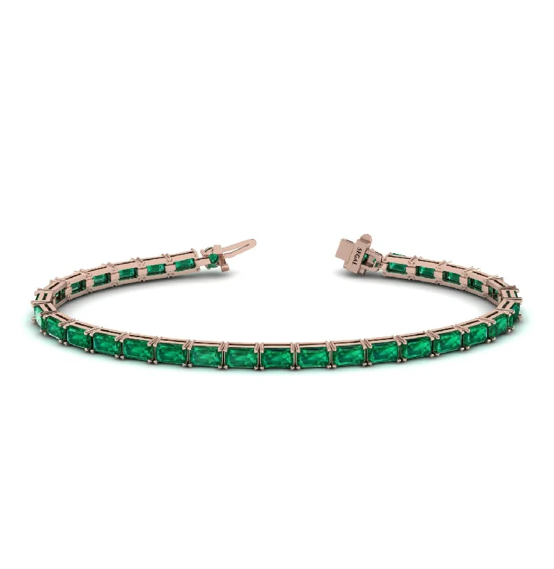 Minimalist Gold Bracelets-Emerald Cut Emerald Tennis Bracelet - Rachel No. 5