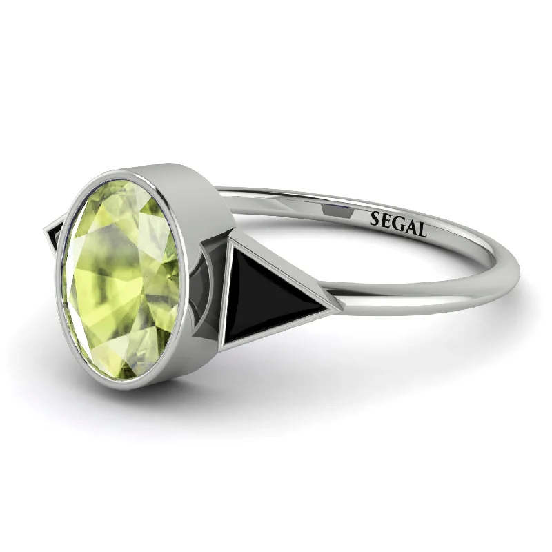 Custom Gold Rings-Geometrical Bezel Peridot Ring - Trinity No. 709