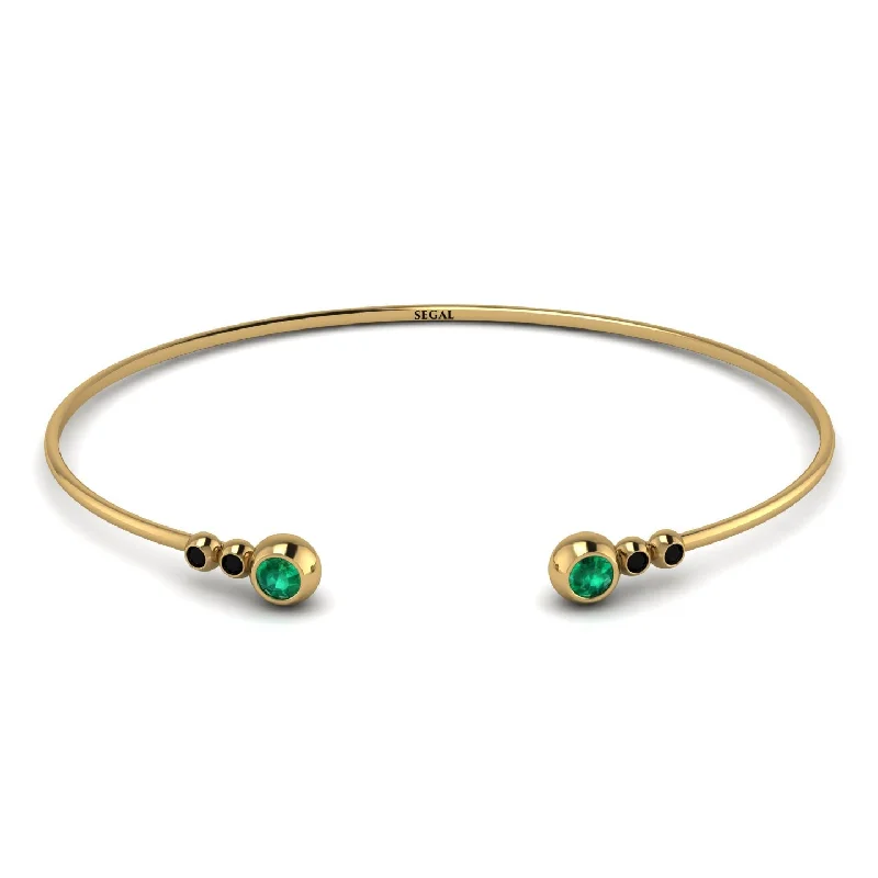 Sparkling Gold Charm Bracelets-Geometric Bezel Emerald Bracelet - Josie No. 34