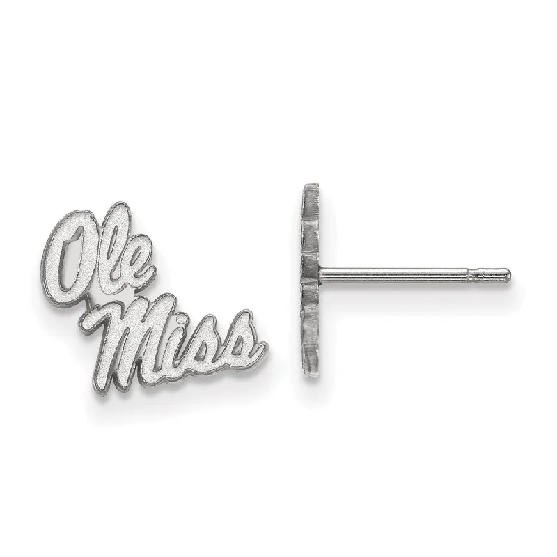 Silver Hoop Earrings-14k White Gold University of Mississippi XS (Tiny) Post Earrings