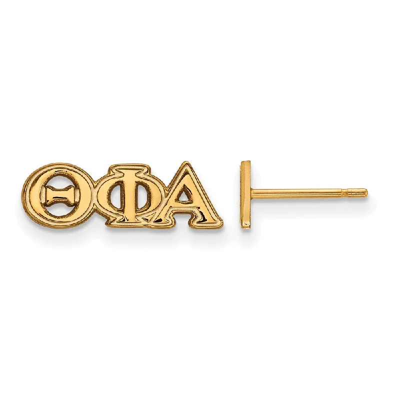 Luxury Wedding Earrings-14K Plated Silver Theta Phi Alpha XS Greek Letters Post Earrings