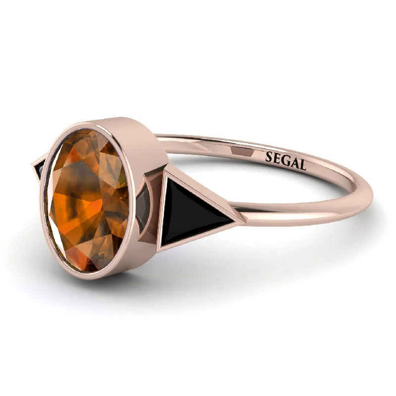 Sparkly Engagement Rings-Geometrical Bezel Brown Diamond Ring - Trinity No. 1108