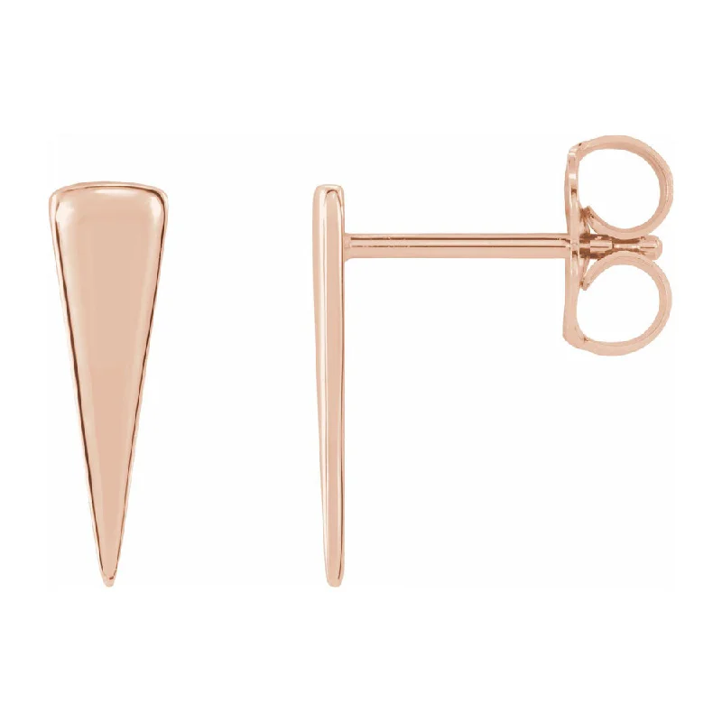 Bohemian Style Earrings-14K White, Yellow or Rose Gold Small Triangle Post Earrings, 12mm