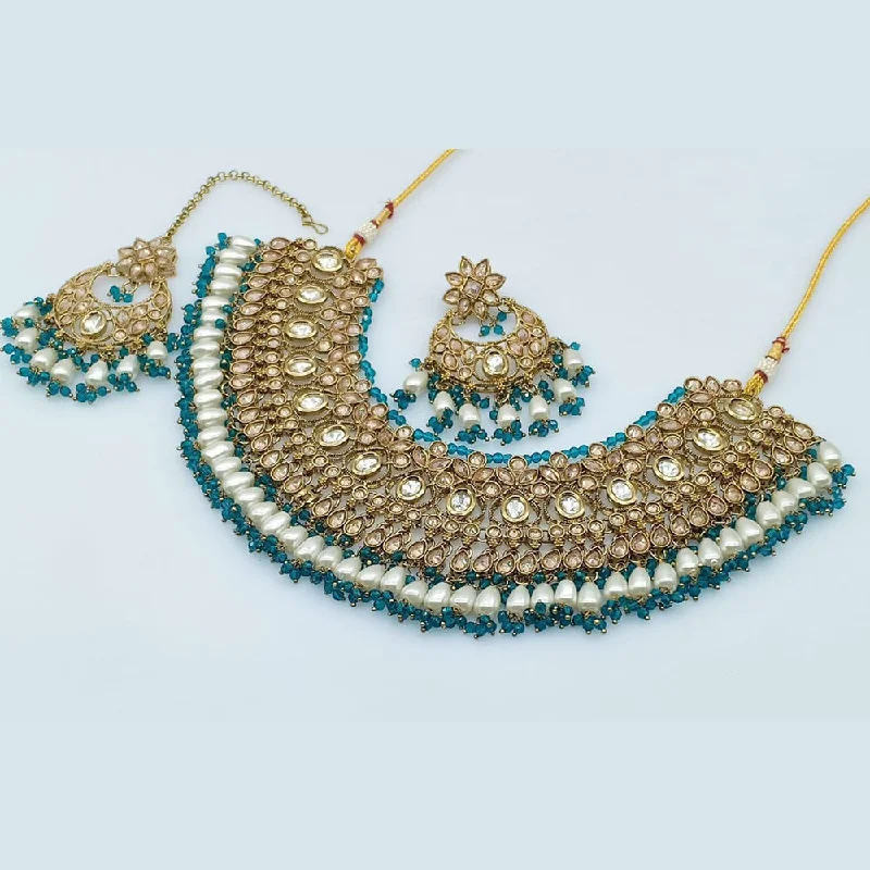 Luxury Gold Necklaces-Rani Sati Jewels Crystal Stone Necklace Set