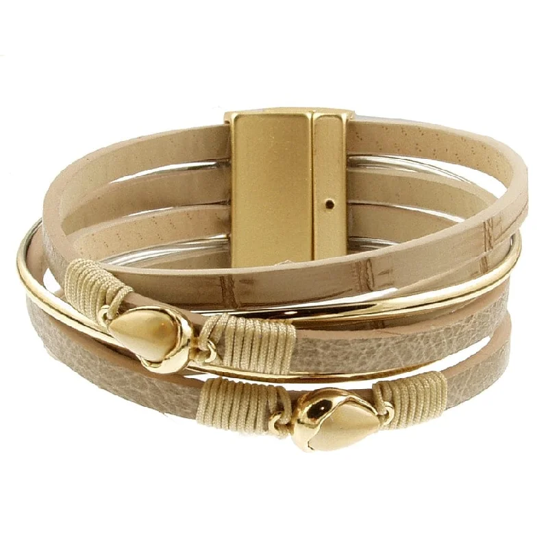 Customizable Leather Bracelets-Matte Gold Beige Print Bracelet