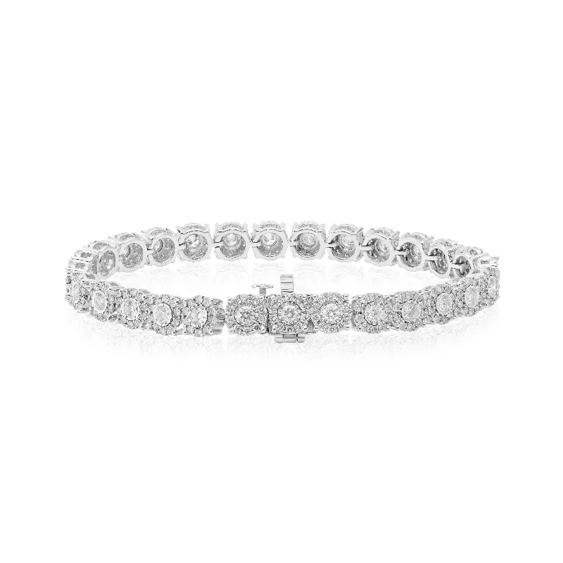 Elegant Chain Link Bracelets-White Gold Diamond Cluster Bracelet