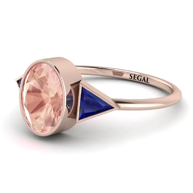 Colored Diamond Rings-Geometrical Bezel Morganite Ring - Trinity No. 914