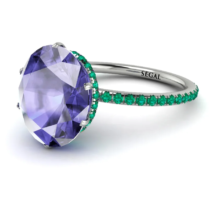 Personalized Engagement Ring Sets-Hidden Halo Oval Tanzanite Engagement Ring - Gemma No. 206