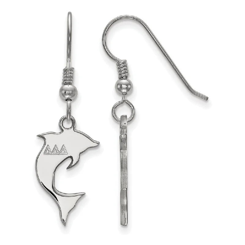 Crystal and Gemstone Earrings-Sterling Silver Delta Delta Delta Small Dangle Earrings