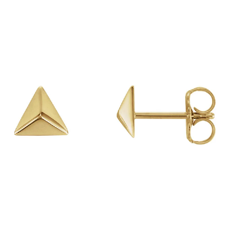 Cute Drop Earrings-5.5mm (3/16 Inch) 14k Yellow Gold Small Triangle Pyramid Post Earrings