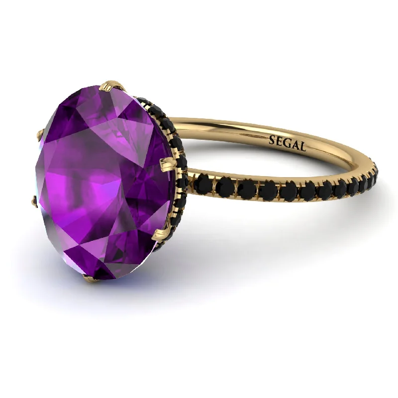 Stunning Wedding Bands-Hidden Halo Oval Amethyst Engagement Ring - Gemma No. 307