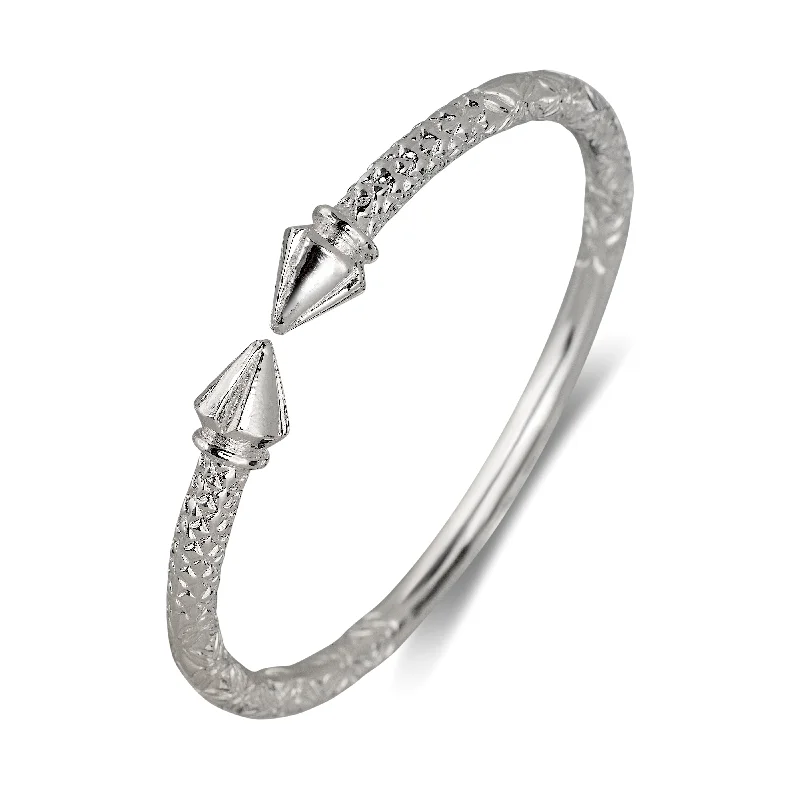 Sparkling Silver Bangles-Better Jewelry Arrow Ends .925 Sterling Silver West Indian Bangle, 1 piece