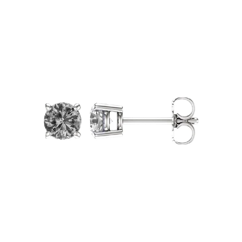 Luxurious Drop Earrings-5mm Round White Sapphire Stud Earrings in 14k White Gold