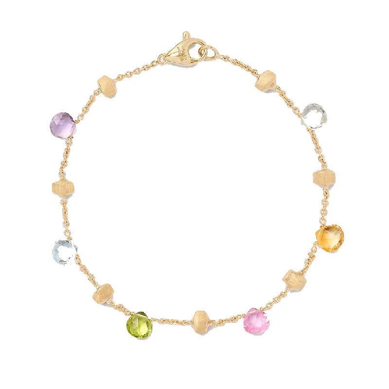 Fashionable Silver Tennis Bracelets-Marco Bicego Paradise Color Gemstone Yellow Gold Bracelet BB765